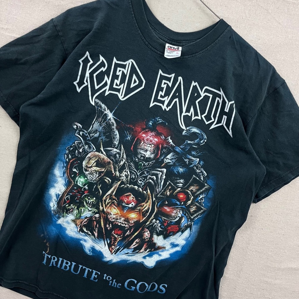 Anvil Iced Earth Tribute to the Gods T-Shirt Mens Large Black Vintage 2002 Metal